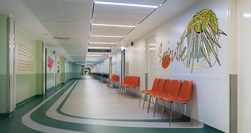Décors muraux couloirs hôpital clinique