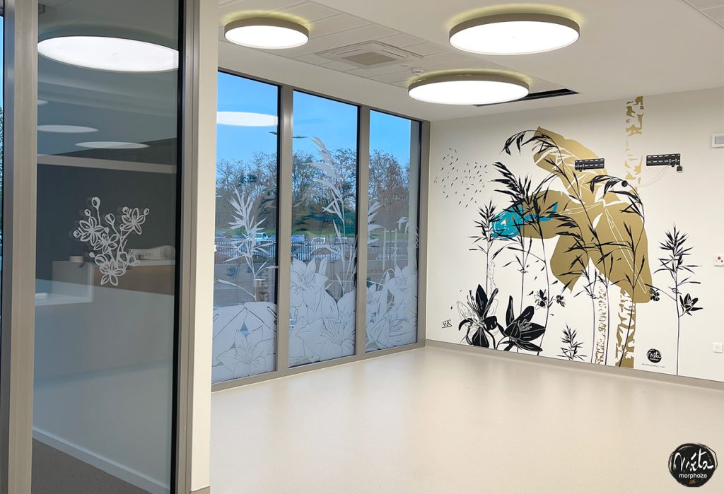Fresque florale hall accueil